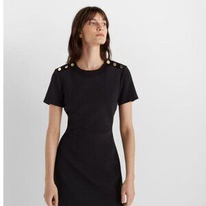 NWT Club Monaco Gold Button Shoulder Dress Color Black Size 00